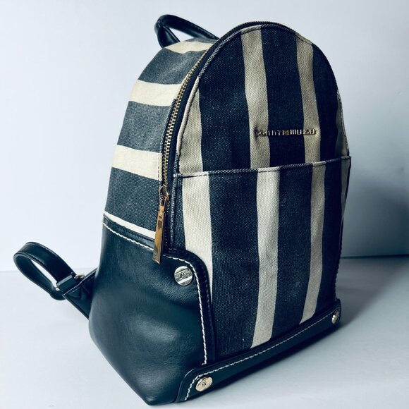 Tommy Hilfiger Striped Canvas Backpack Navy White Trim Y2K Retro‎ Streetwear main image 7